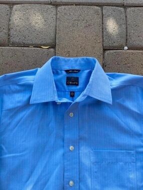 Chaps Men's Light Blue Dress Shirt with Point Collar